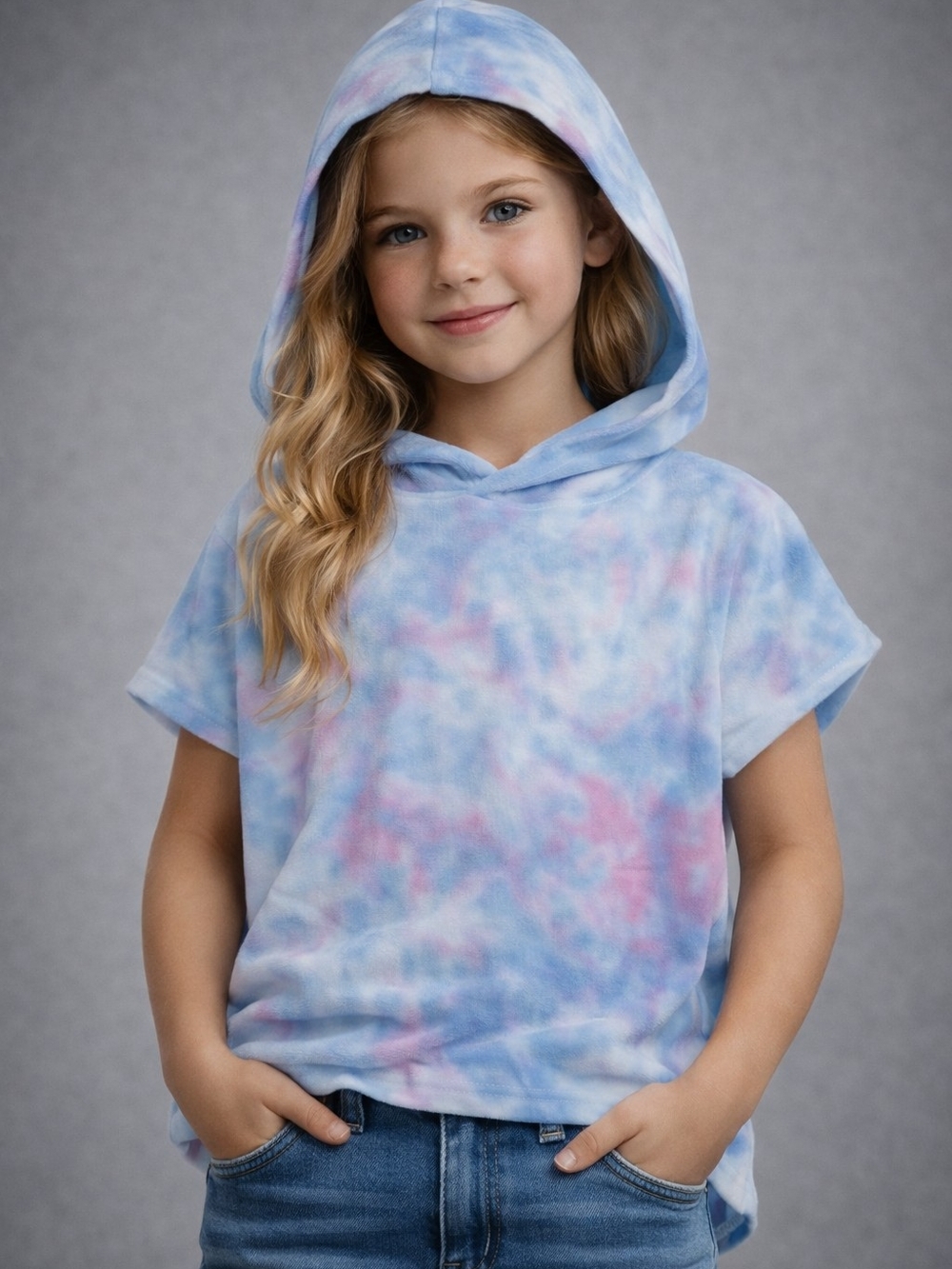 Garanimals Pastel Blue & Pink Tie-Dye Hooded Top